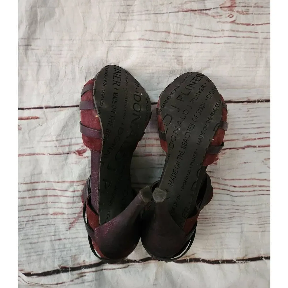 Donald J Pliner Gladiz Platform Burgundy Suede and Leather Heeled Sandals Size 8